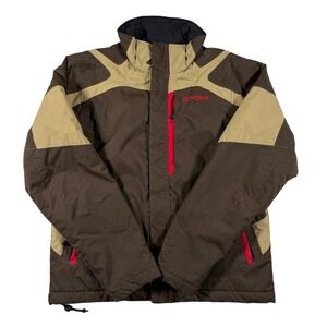 Spyder AXYS Mens Ski Snow Jacket Brown Tan Red Size Small Technical Winter Coat